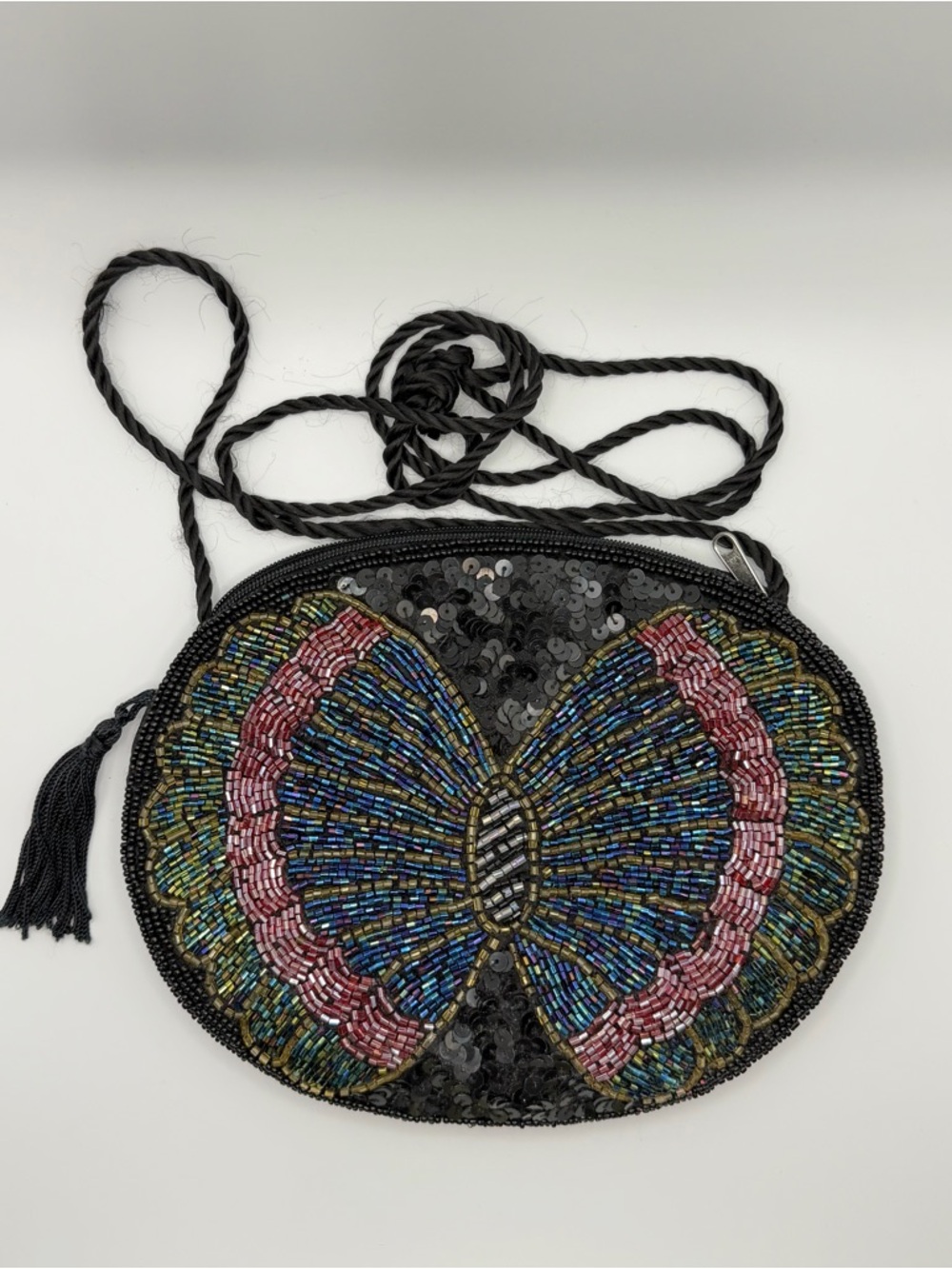Ecoté Beaded Butterfly Crossbody Bag Sequin Boho Festival